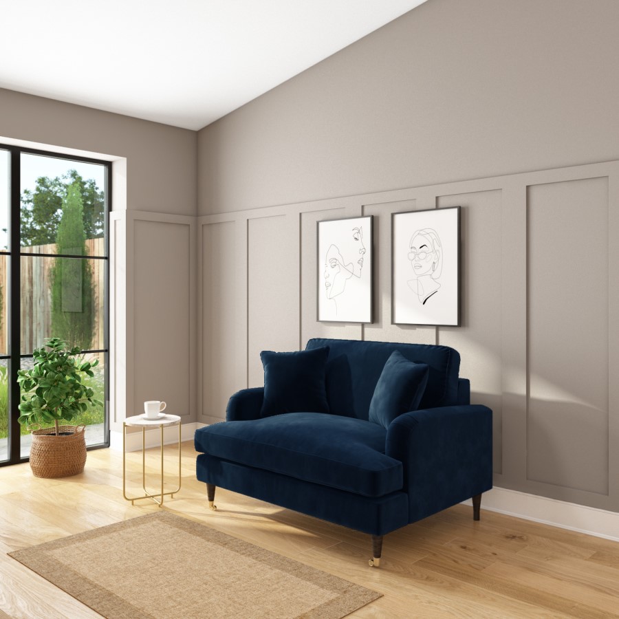 Navy Velvet Love Seat - Payton