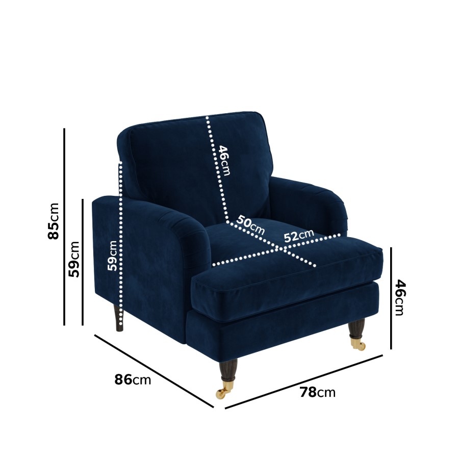 ONLY OPENED - Navy Blue Velvet Armchair - Payton