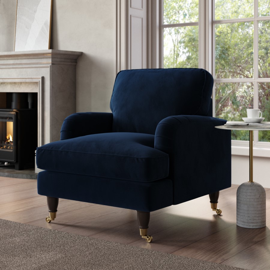 ALMOST PERFECT - Payton Dark Navy Velvet Armchair