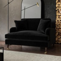 ALMOST PERFECT - Black Velvet Loveseat - Payton
