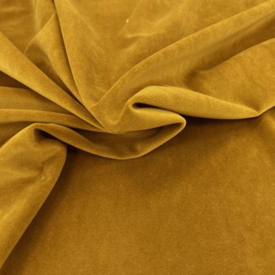 Large Mustard Velvet Footstool - Payton