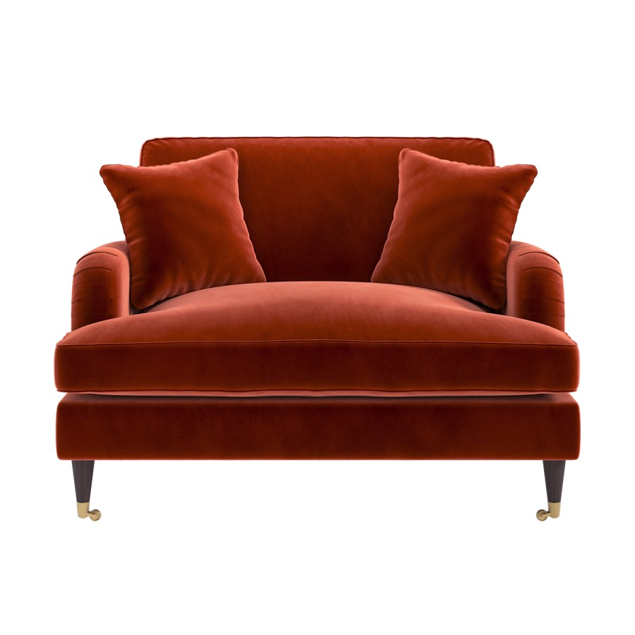 Burnt Orange Velvet Love Seat - Payton