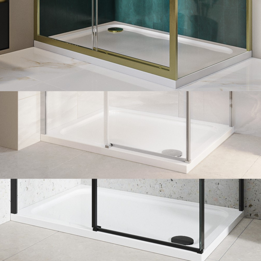 1200x800mm Rectangular Anti-Slip 45mm White Stone Resin Shower Tray – Pearl