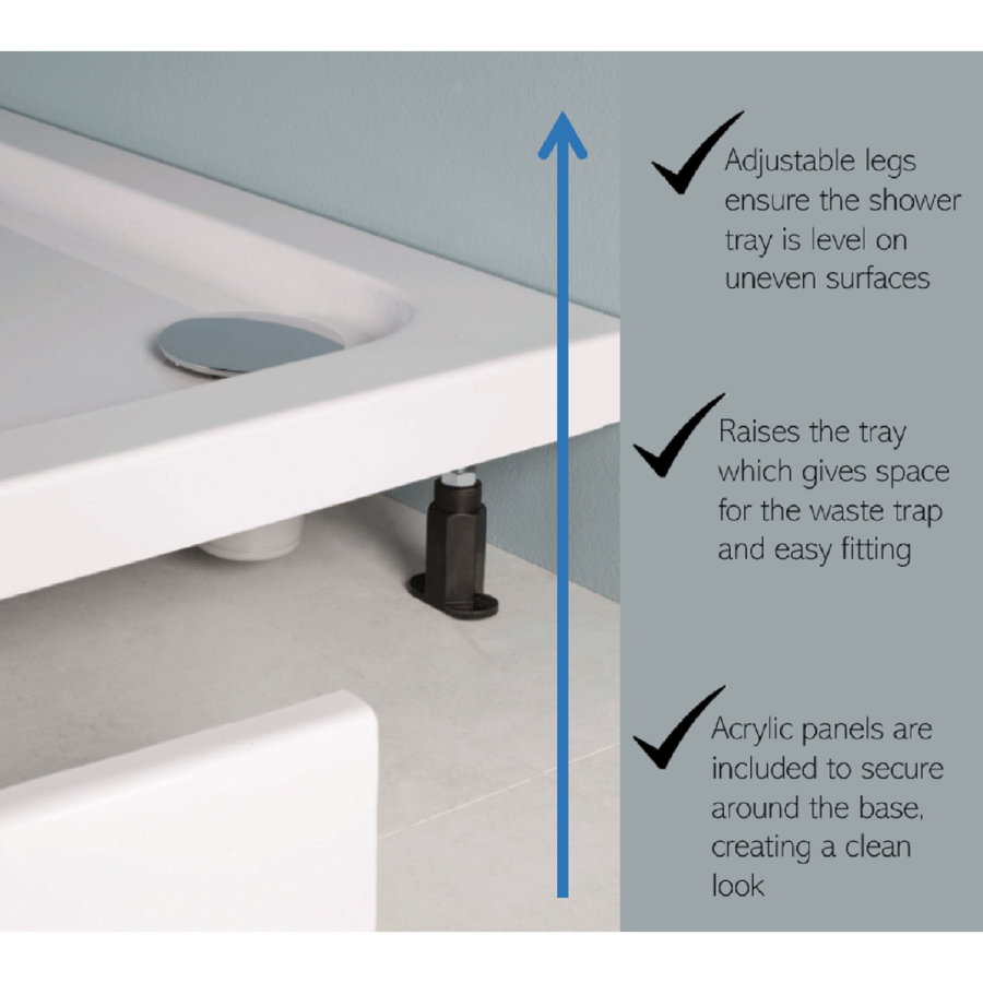 95mm High Riser Kit Pack Suitable For Pearl Rectangular Shower Tray upto 1800 Width