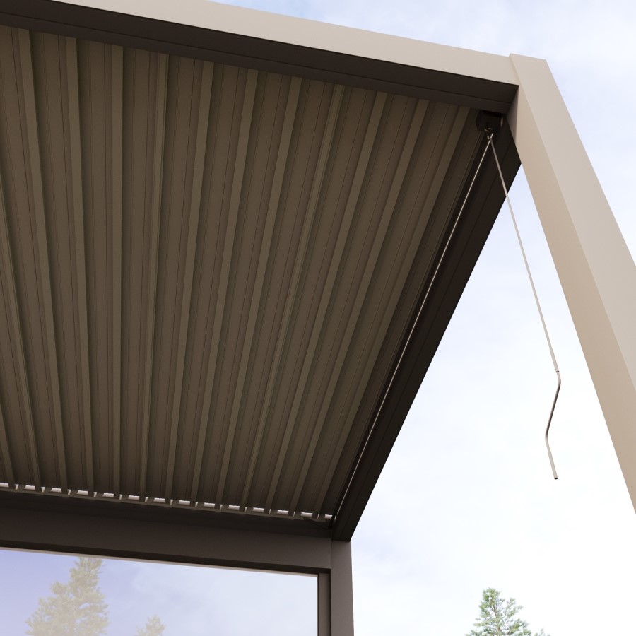 3 x 3m Heavy Duty Aluminium Beige Louvred Pergola & 2 Textilene Side Panels