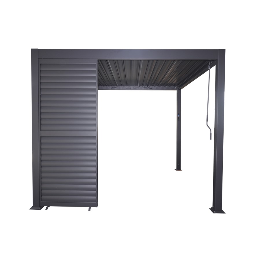 Heavy Duty Aluminium Single Slatted Adjustable Pergola Screen in Charcoal