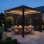 3 x 3m Heavy Duty Aluminium Charcoal Automatic Louvred Pergola with LED Lighting & 2 Textilene Side Panels