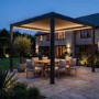 3 x 3m Heavy Duty Aluminium Charcoal Automatic Louvred Pergola with LED Lighting & 2 Textilene Side Panels