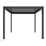 3 x 3m Heavy Duty Aluminium Charcoal Automatic Louvred Pergola with LED Lighting & 2 Textilene Side Panels