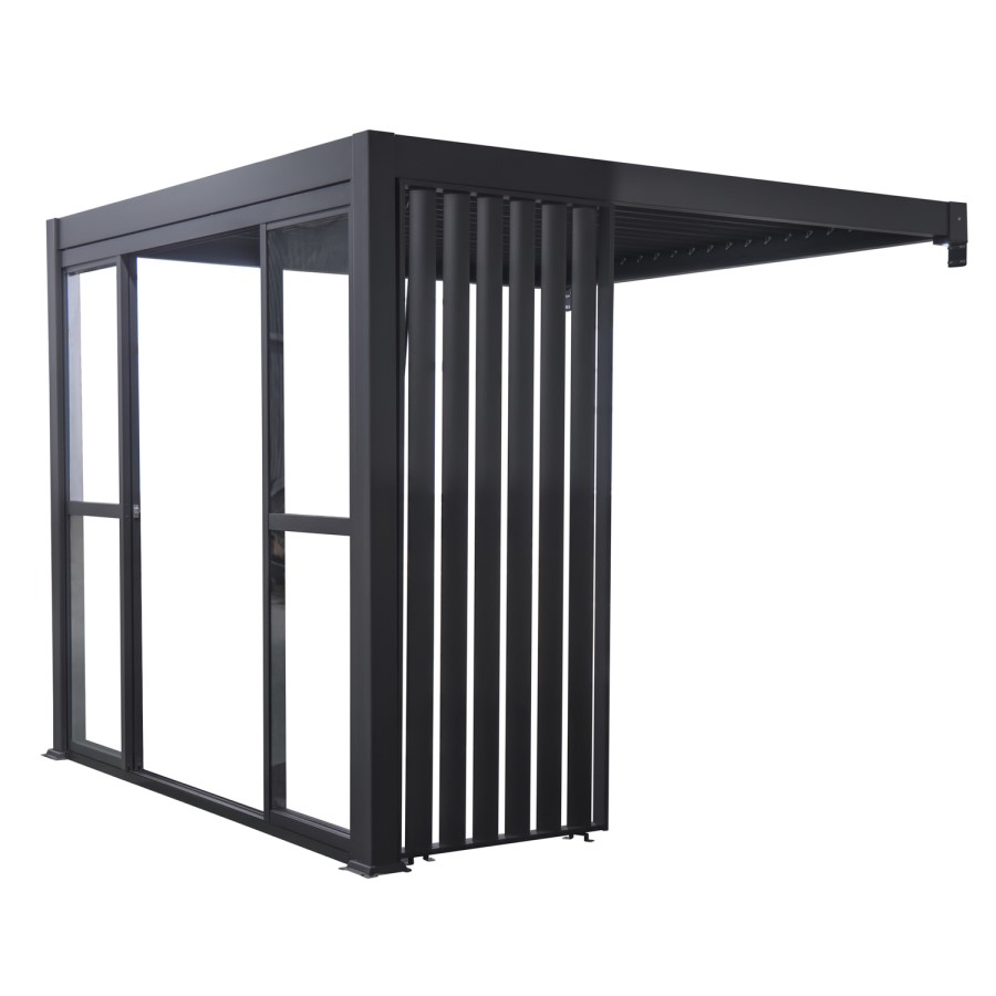 Aluminium Glazed Sliding Pergola Doors System in Charcoal
