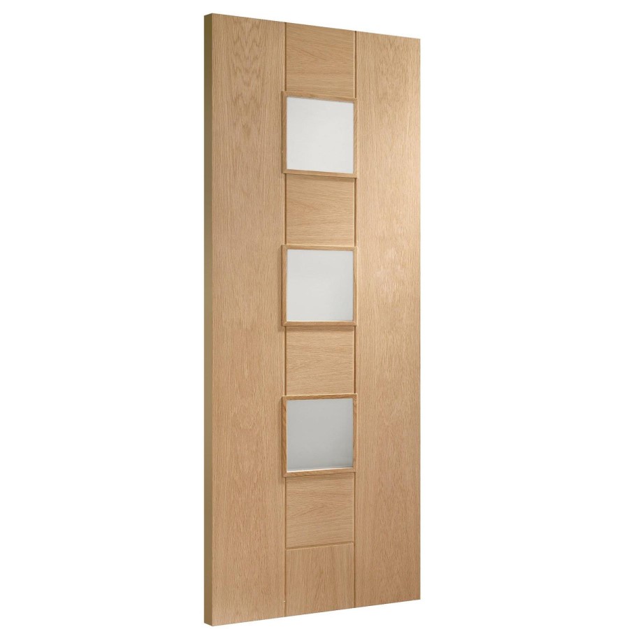 Internal Oak Glazed 3-Light Door with Clear Glass - Pre-Finished - 1981 x 838 x 35mm - Messina - XL Joinery