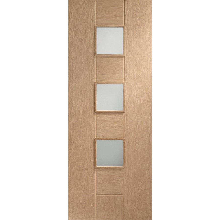 Internal Oak Glazed 3-Light Door with Clear Glass - Pre-Finished - 1981 x 838 x 35mm - Messina - XL Joinery