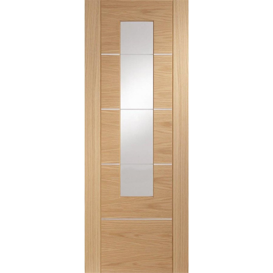Internal Oak Glazed 1-Light Door with Clear Glass - Pre-Finished - 1981 x 762 x 35mm - Portici - XL Joinery