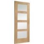 Internal Oak 4-Panel Shaker Door with Clear Glass - Pre-Finished - 1981 x 686 x 35mm - 4 Light - XL Joinery