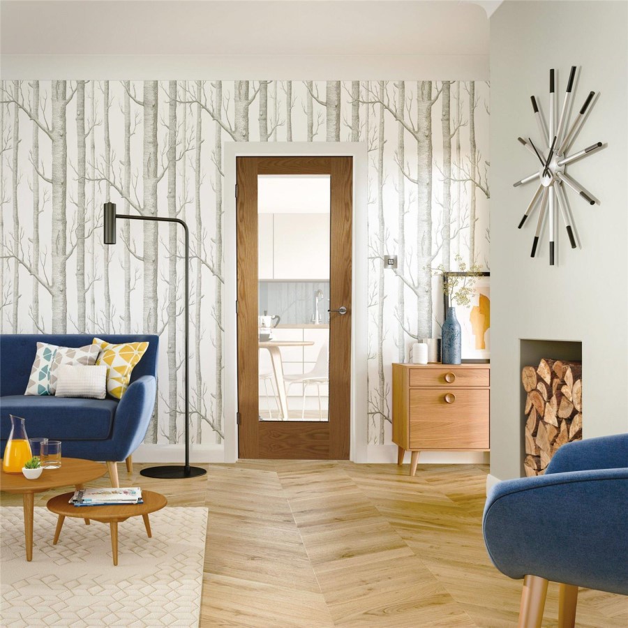 Internal Oak Fully-Glazed Door with Clear Glass - Pre-Finished - 2040 x 626 x 40mm - Pattern 10 - XL Joinery