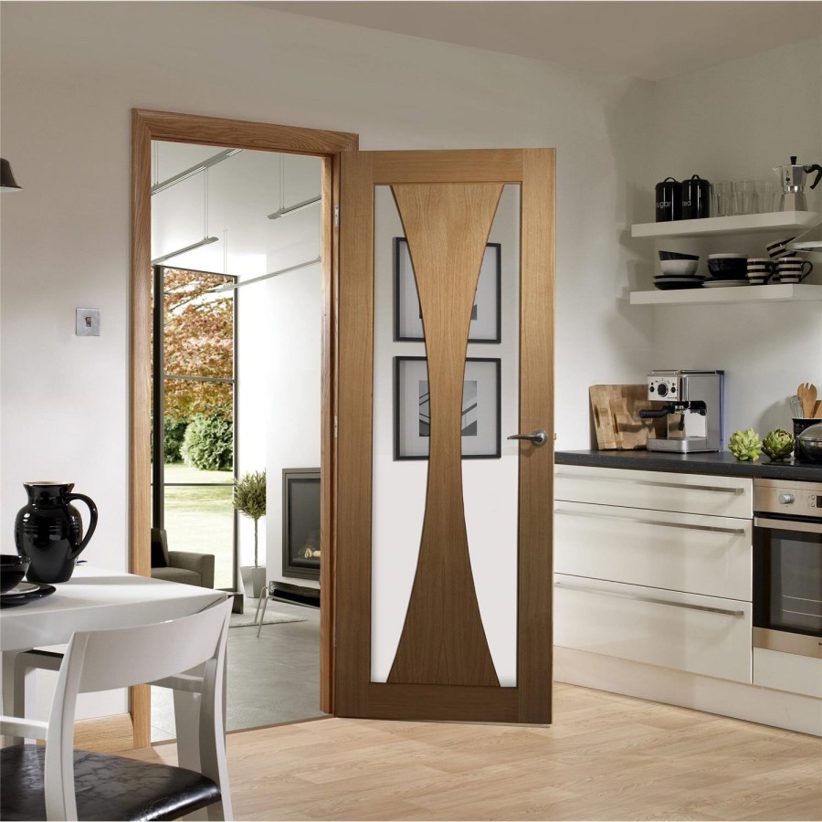 Internal Oak Glazed Door with Clear Glass - Pre-Finished - 1981 x 838 x 35mm - Verona - XL Joinery
