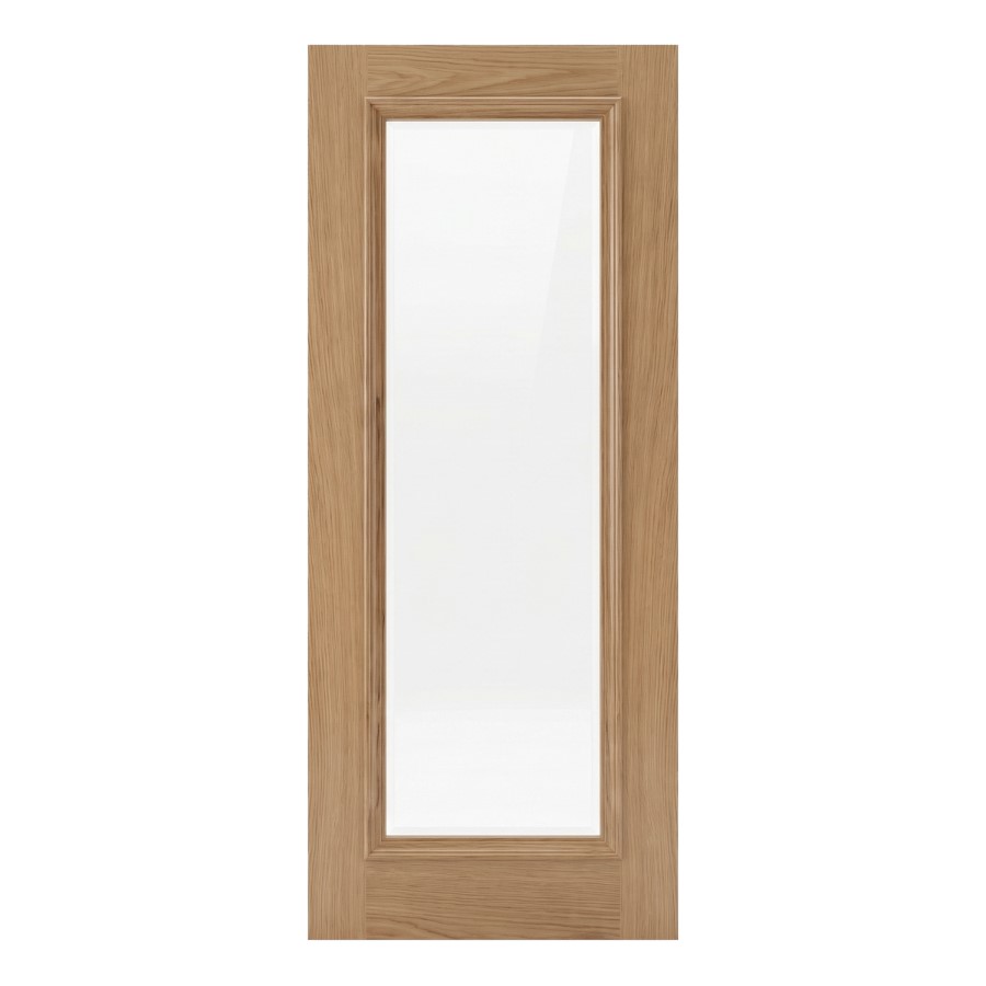 Internal Oak Fully-Glazed Door with Clear Bevelled Glass - Pre-Finished - 1981 x 762 x 35mm - Wellington - XL Joinery