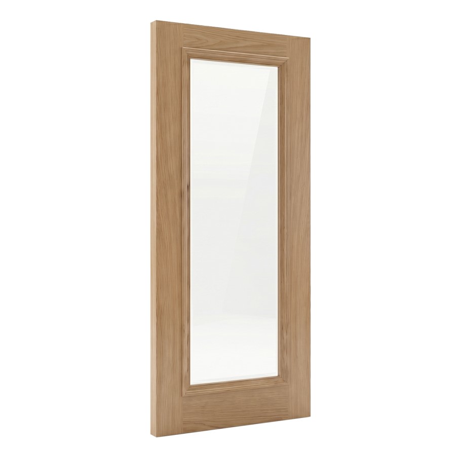 Internal Oak Fully-Glazed Door with Clear Bevelled Glass - Pre-Finished - 1981 x 762 x 35mm - Wellington - XL Joinery