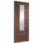 Internal Walnut Glazed Door with Clear Etched Glass and Aluminium Detail - Pre-Finished - 1981 x 686 x 35mm - Portici - XL Joinery