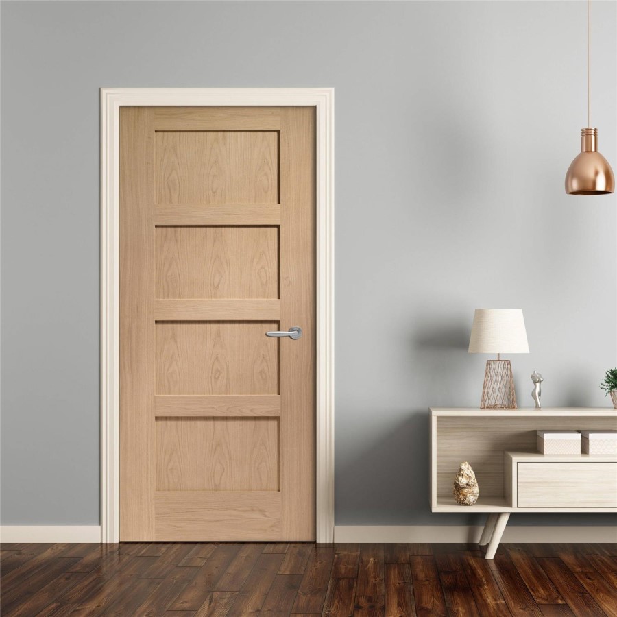 Internal Oak Pre-Finished Shaker 4-Panel Door - Pre-Finished - 1981 x 686 x 35mm - XL Joinery