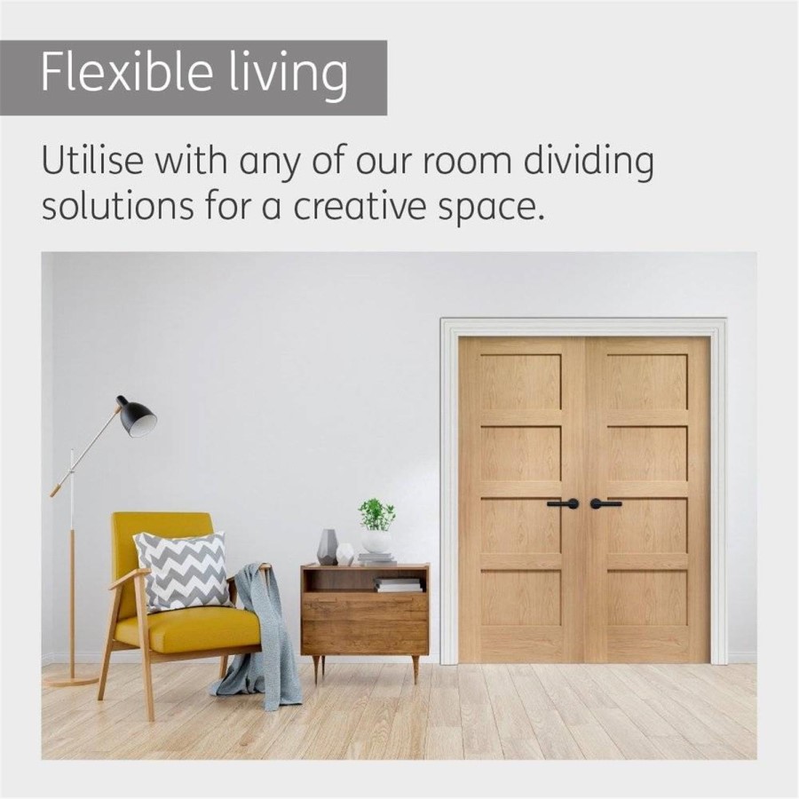 Internal Oak Pre-Finished Shaker 4-Panel Door - Pre-Finished - 1981 x 762 x 35mm - XL Joinery