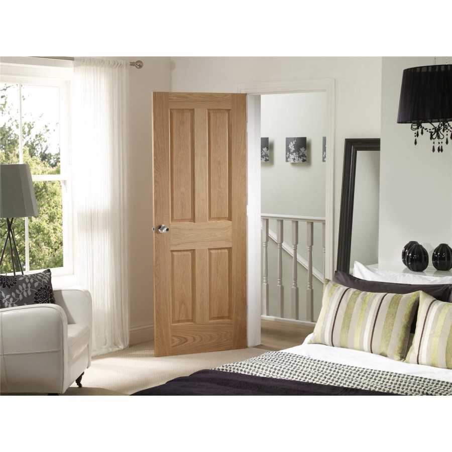 Internal Oak Victorian 4-Panel Door - Pre-Finished - 1981 x 610 x 35mm - Victorian - XL Joinery
