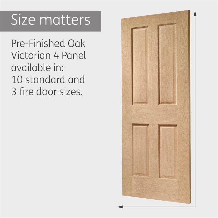 Internal Oak Victorian 4-Panel Door - Pre-Finished - 1981 x 838 x 35mm - Victorian - XL Joinery