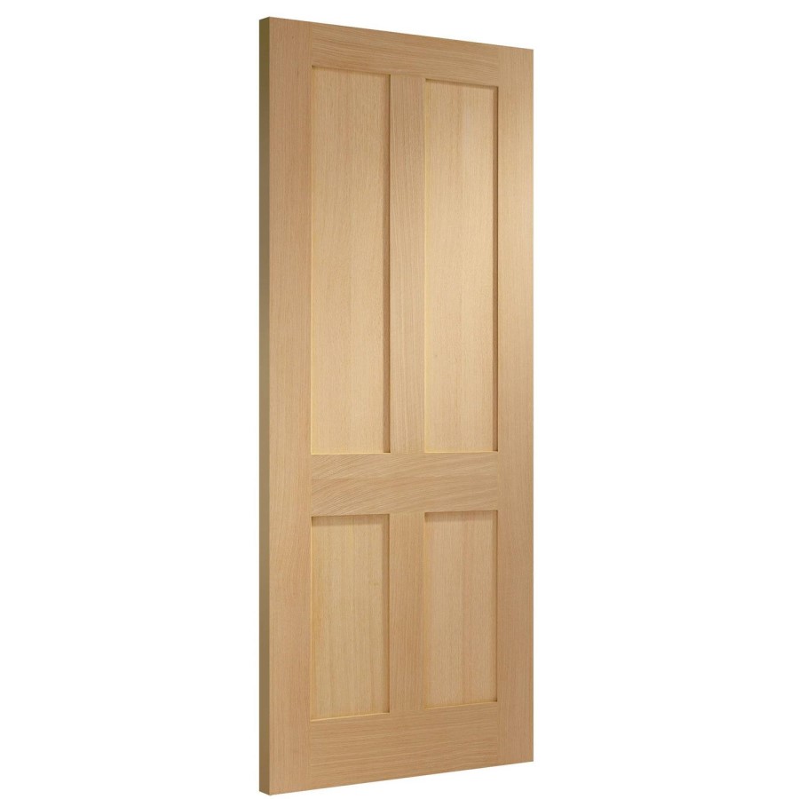 Internal Oak Victorian Shaker 4-Panel FD30 Fire Door - Pre-Finished - 1981 x 762 x 44mm - Victoria - XL Joinery