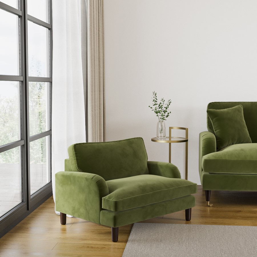 Dog Sofa Bed in Olive Green Velvet - Payton