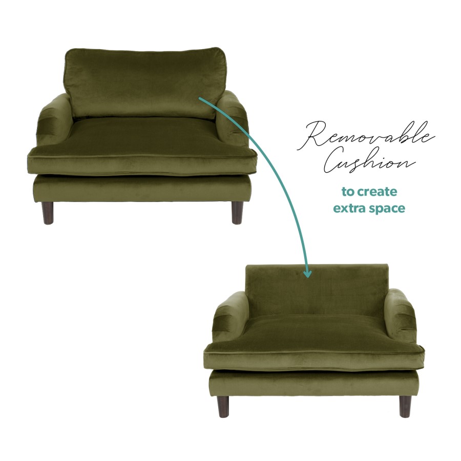 Dog Sofa Bed in Olive Green Velvet - Payton