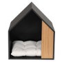 Half Open Wooden Pet House with Quilted Pillow