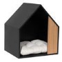 Half Open Wooden Pet House with Quilted Pillow