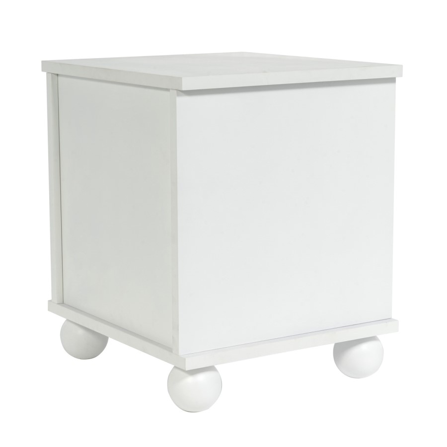 Elevated White Indoor Pet Home Side Table with Washable Quilted Cushion