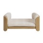 Beige Fabric Pet Bed with Oak Ribbed Sides - Washable Cover