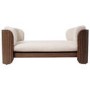 Beige Fabric Pet Bed with Walnut Ribbed Sides - Washable Cover