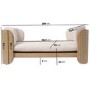 Large Beige Fabric Pet Bed with Oak Ribbed Sides - Washable Cover