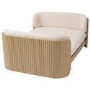 Large Beige Fabric Pet Bed with Oak Ribbed Sides - Washable Cover