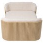 Large Beige Fabric Pet Bed with Oak Ribbed Sides - Washable Cover