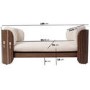 Large Beige Fabric Pet Bed with Walnut Ribbed Sides - Washable Cover