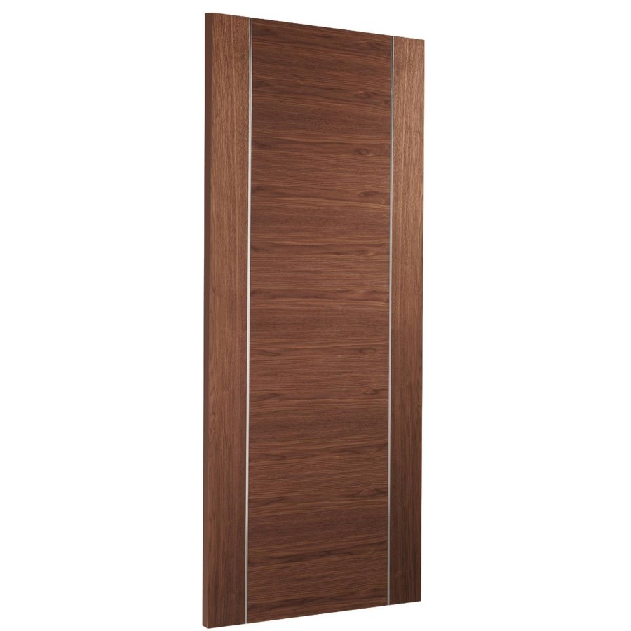 Internal Walnut Door with Aluminium Detail - Pre-Finished - 1981 x 838 x 35mm - Forli - XL Joinery