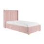 Pink Velvet Single Bed Frame with Storage Drawer - Phoebe