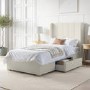 Cream Upholstered Single Bed Frame with Storage Drawer - Phoebe