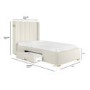 Cream Upholstered Single Bed Frame with Storage Drawer - Phoebe