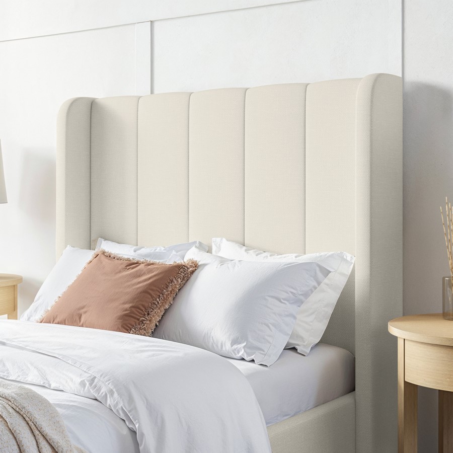 Cream Upholstered Single Bed Frame with Storage Drawer - Phoebe