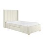 Cream Upholstered Single Bed Frame with Storage Drawer - Phoebe