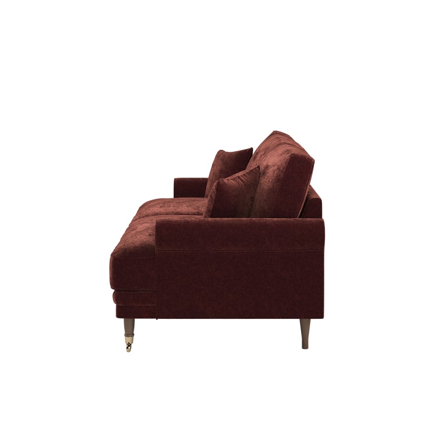 Berry Brown Chenille Feather-Filled 3 Seater Sofa - Payton Heritage