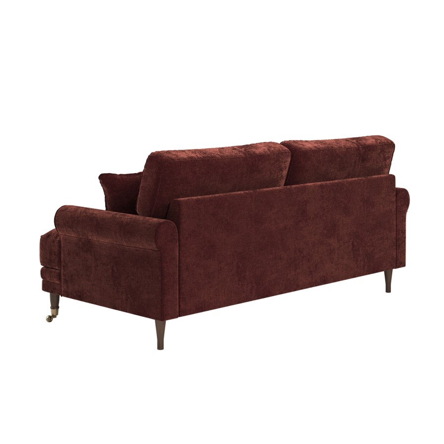 Berry Brown Chenille Feather-Filled 3 Seater Sofa - Payton Heritage