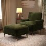 Moss Green Chenille Feather-Filled Footstool - Payton Heritage