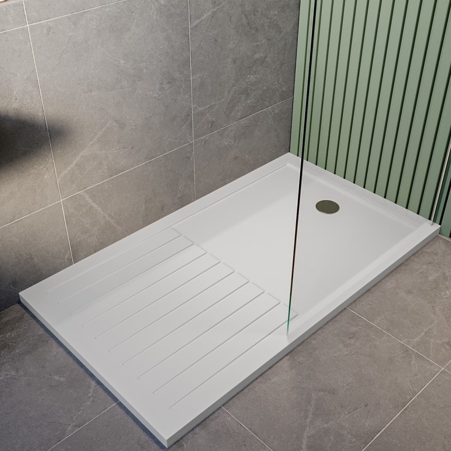 1600x800mm Rectangular 40mm White Stone Resin Shower Tray – Purity