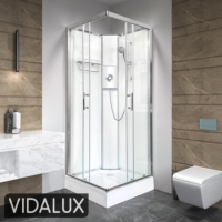 Vidalux 900x900mm White Square Electric Shower Cabin with 9.5kw Triton Electric Shower and Shower Tray